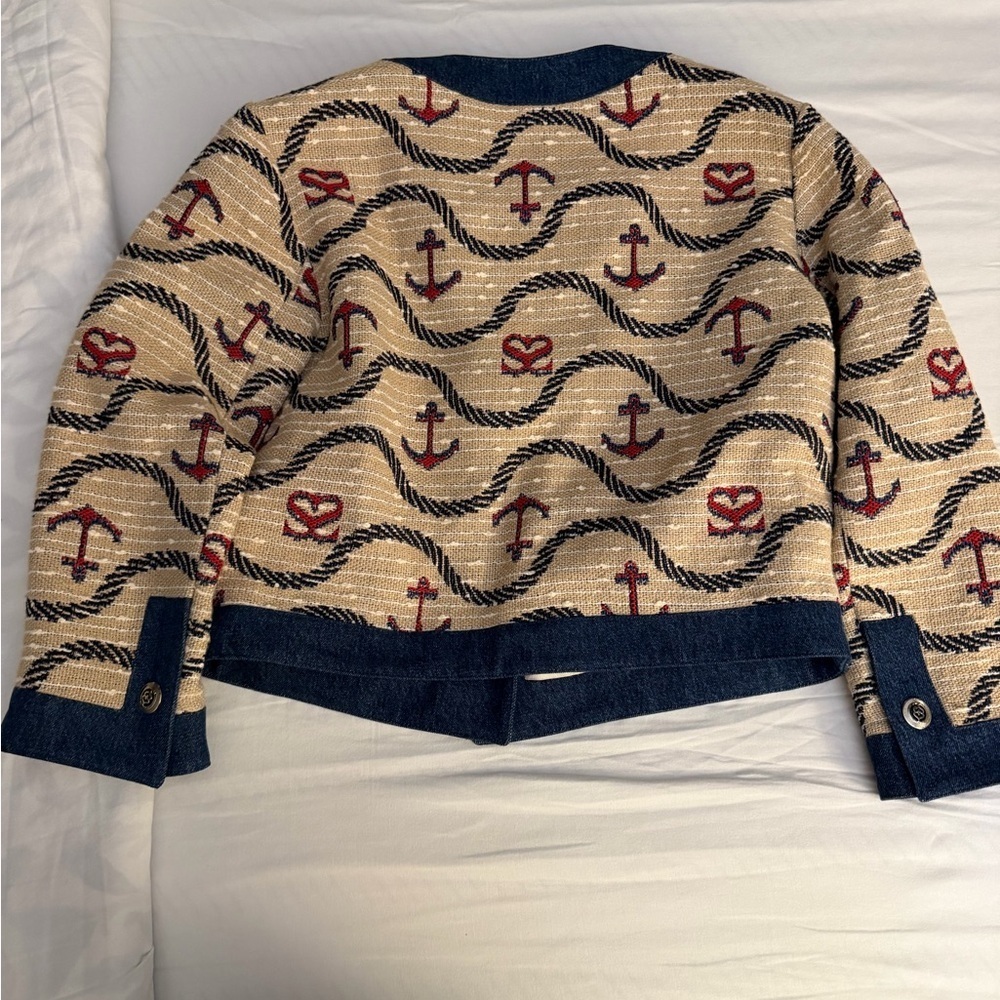 SANDRO
Rosetta Denim-trimmed Jacquard Jacket - Picture 13 of 13